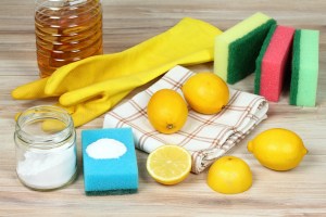 Eco friendly natural cleaners. Home cleaning concept