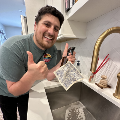 Cole with his natural home cleaning products